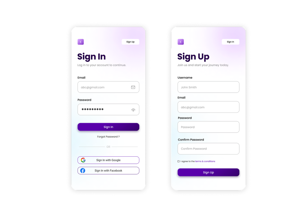 Sign-Up Location — previous design