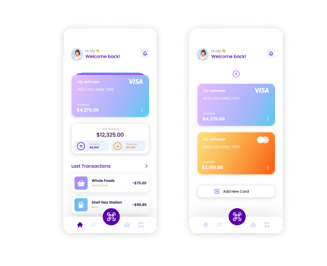 Viewing All Cards and Transactions — previous design