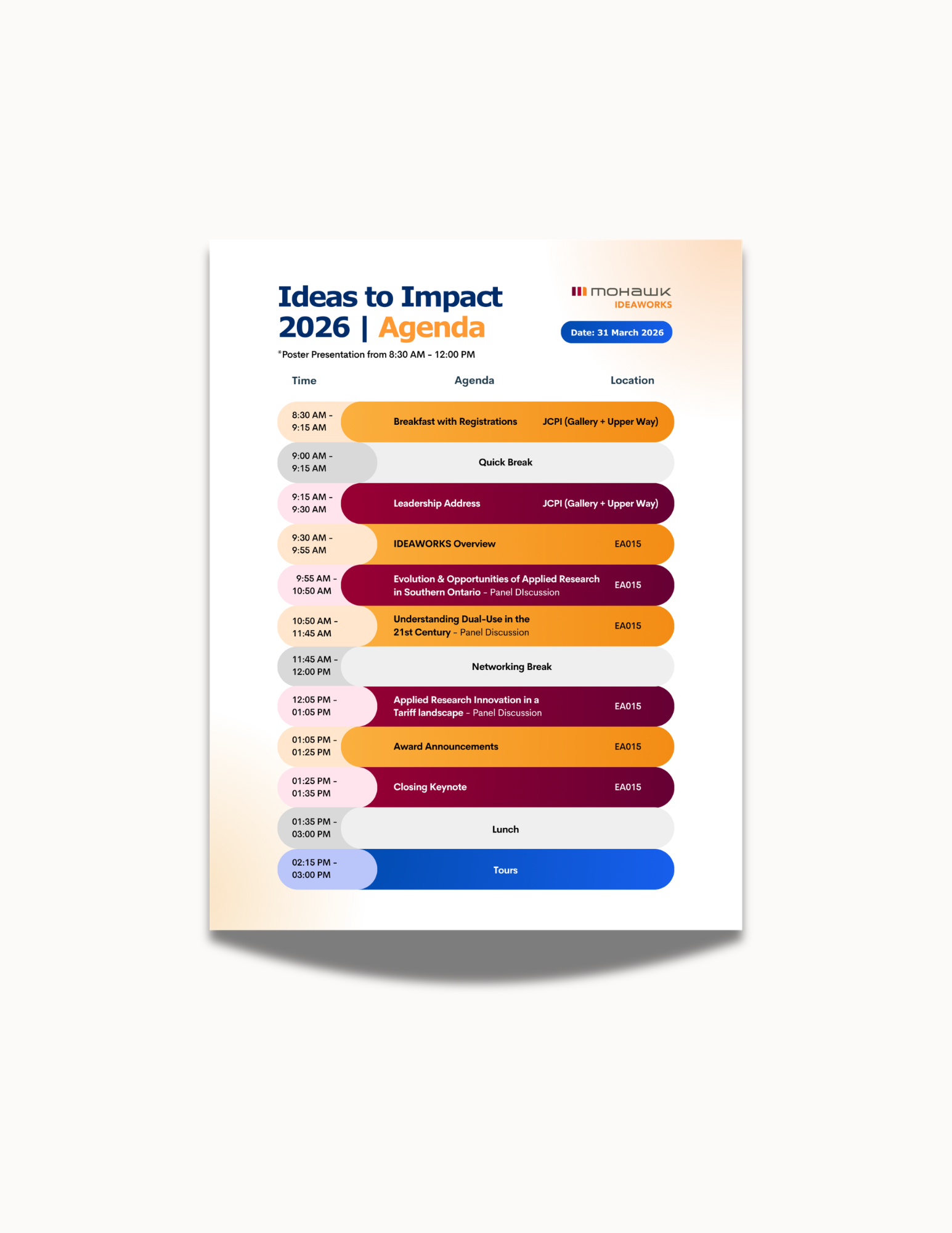 Ideas to Impact 2026 event agenda — schedule, times, and locations