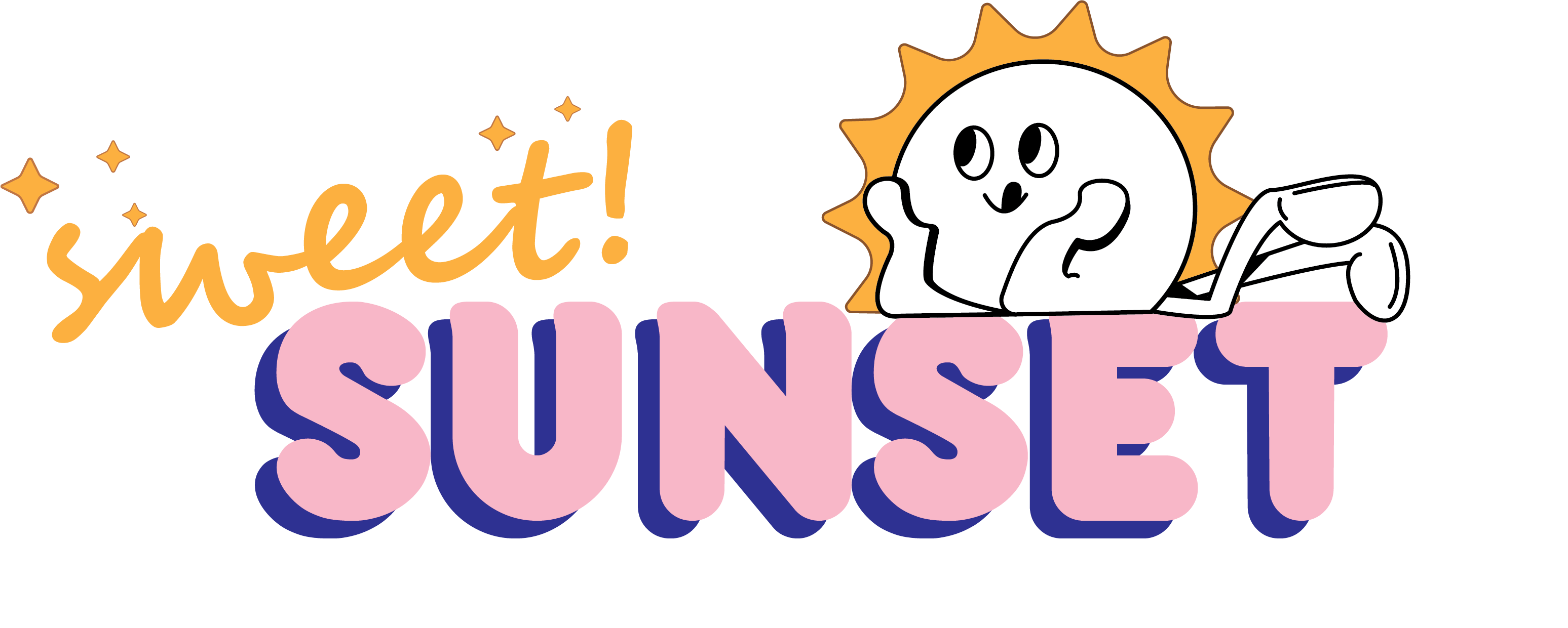 Sweet Sunset wordmark and mascot on branded apron