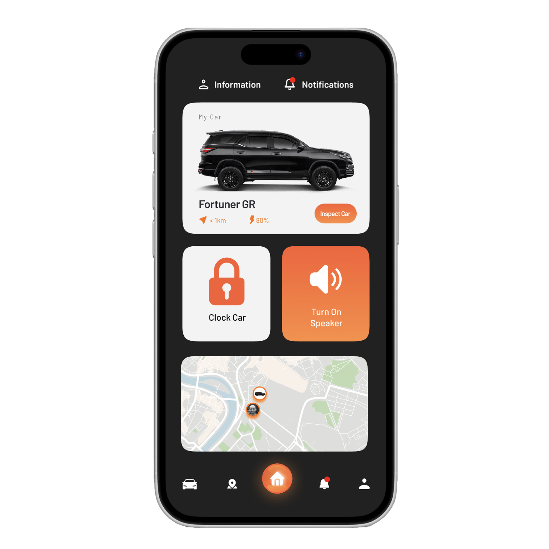 TrackGuard app showing location-based notifications
