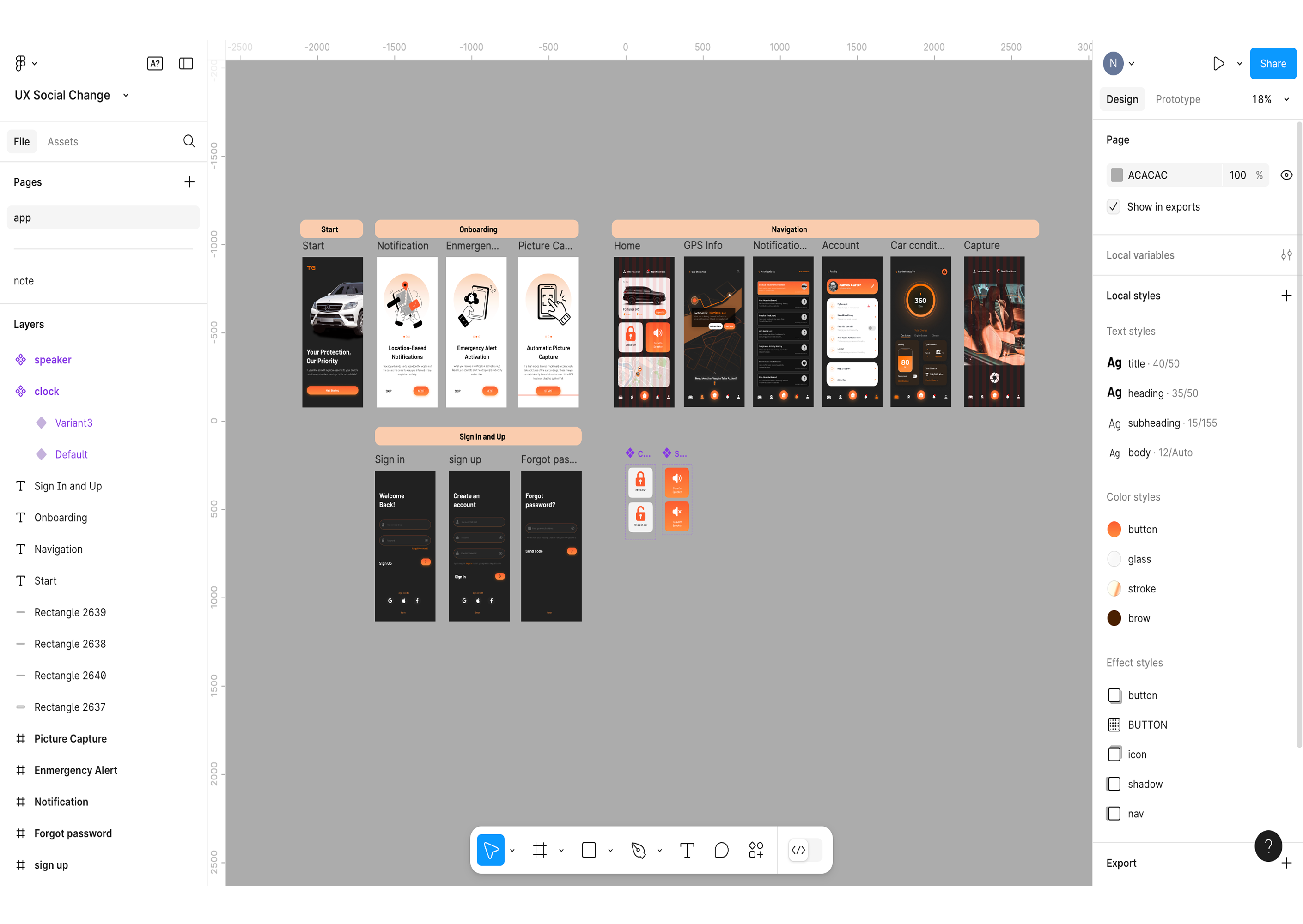TrackGuard high-fidelity screens and user flow prototype in Figma
